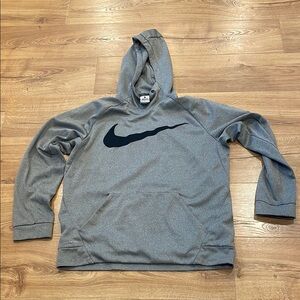 Nike Men's Gray Hoodie with Black Logo (Adult Large)